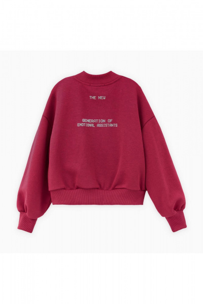 Короткий бомбер для девочки с блестками и принтами Bell Bimbo 242046 т.красный - фото 2