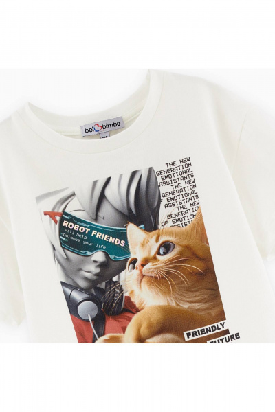 Молочная майка с дизайнерским принтом для девочки Bell Bimbo 242047 молоко - фото 3
