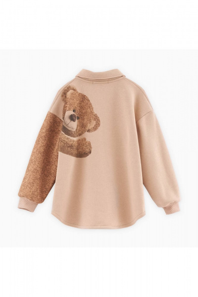 Бежевый жакет-рубашка для девочки из хлопкового трикотажа Bell Bimbo 242067 бежевый - фото 2