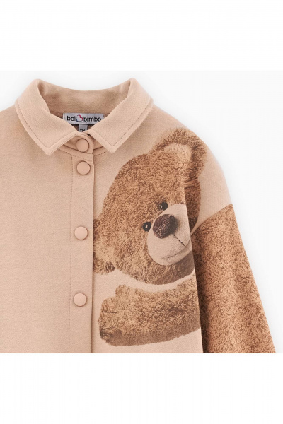Бежевый жакет-рубашка для девочки из хлопкового трикотажа Bell Bimbo 242067 бежевый - фото 3