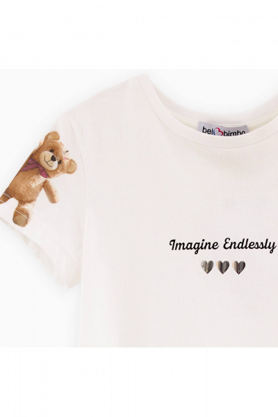 Молочная футболка с авторскими принтами для девочки Bell Bimbo 242068 молоко - фото 3