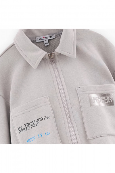 Светло-серый жакет-куртка из трикотажа для мальчика Bell Bimbo 242076 св.серый - фото 5