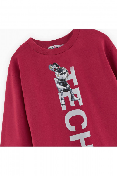 Дизайнерский трикотажный лонгслив для мальчика Bell Bimbo 242077 т.красный - фото 5