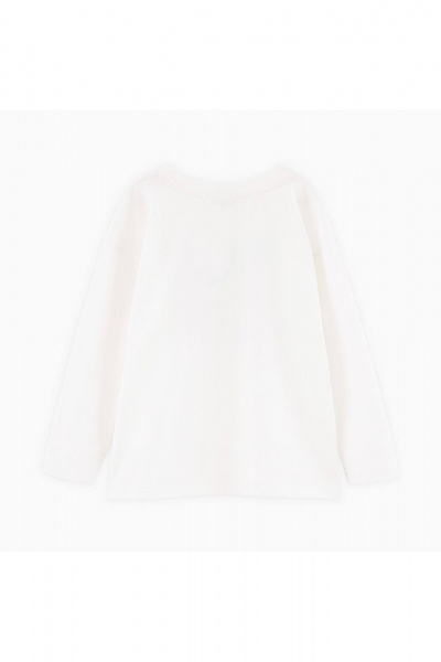 Лонгслив для девочки прямого силуэта с дизайнерскими фразами Bell Bimbo 242108 молоко - фото 3