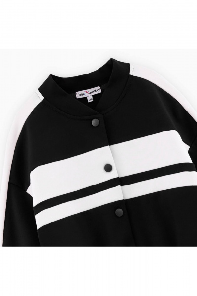 Бомбер для девочки короткий с контрастными вставками Bell Bimbo 242118 черный - фото 6