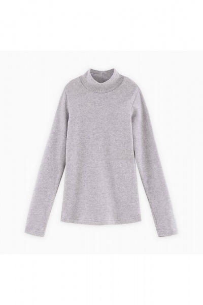 Серая водолазка для девочки прилегающего силуэта с стразами Bell Bimbo 242148 серый меланж - фото 1