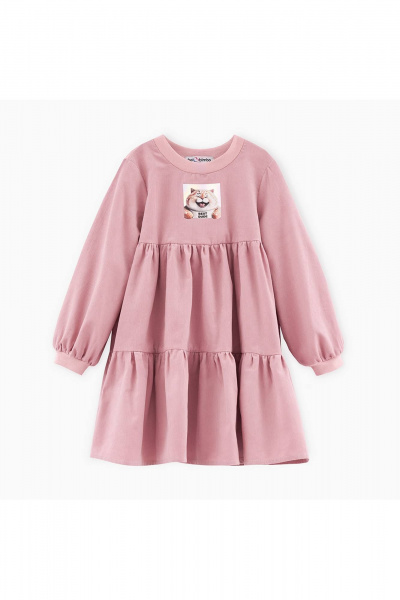 Розовое платье для девочки с романтичными рукавами и дизайнерской печатью Bell Bimbo 243007 розовый - фото 1