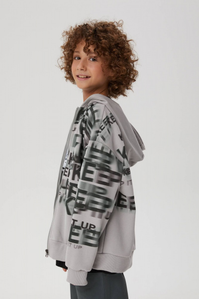 Зип-худи для мальчика прямого силуэта с объемным капюшоном Bell Bimbo 242128 св.серый - фото 3