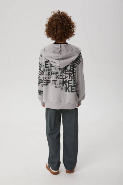 Зип-худи для мальчика прямого силуэта с объемным капюшоном Bell Bimbo 242128 св.серый - фото 2