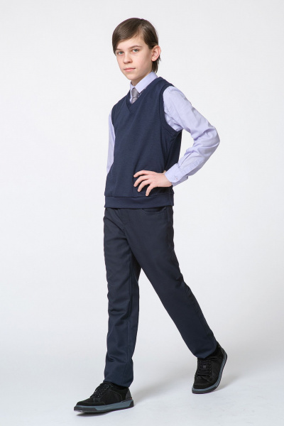 Жилет трикотажный на передав «V» для мальчика Франтишка Ш-3407 п-24с-107-с78 темно-синий - фото 4