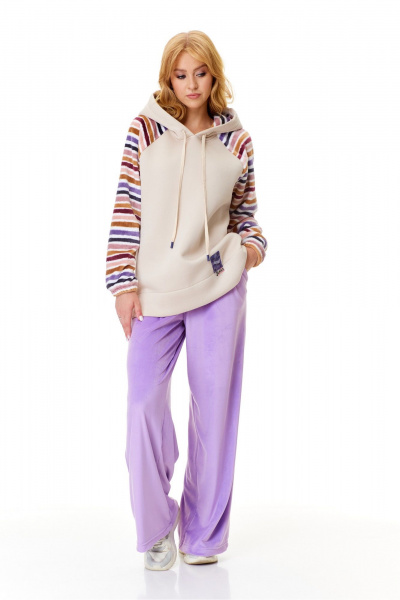 Комбинезон 2-ка: бархатные брюки и свободный худи с капюшоном T&N 7555 - фото 8