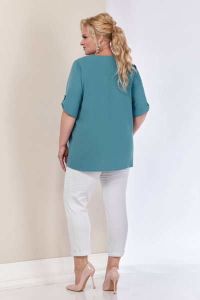 Блуза из мягкой струящейся ткани Shetti 4053 голубой - фото 8