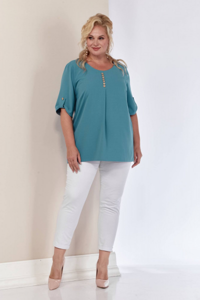 Блуза из мягкой струящейся ткани Shetti 4053 голубой - фото 7