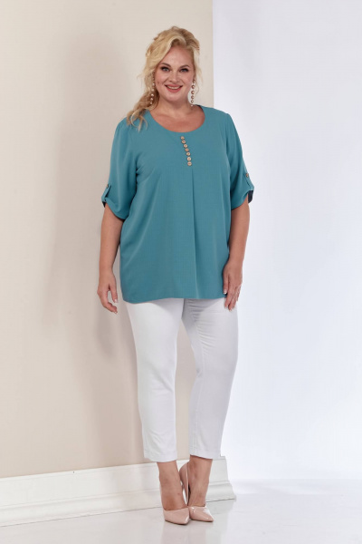 Блуза из мягкой струящейся ткани Shetti 4053 голубой - фото 6