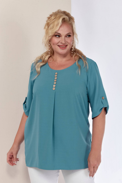 Блуза из мягкой струящейся ткани Shetti 4053 голубой - фото 4