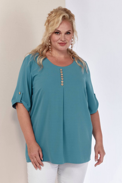 Блуза из мягкой струящейся ткани Shetti 4053 голубой - фото 1