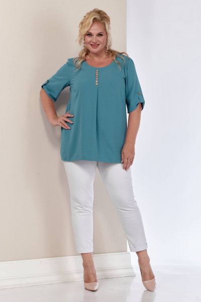 Блуза из мягкой струящейся ткани Shetti 4053 голубой - фото 2