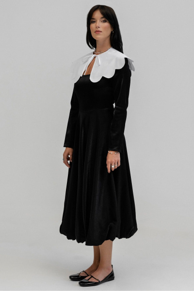 Платье макси приталенного силуэта с потайной молнией JRSy 2403 черный/блеск - фото 6