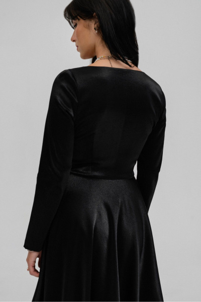 Платье макси приталенного силуэта с потайной молнией JRSy 2403 черный/блеск - фото 3