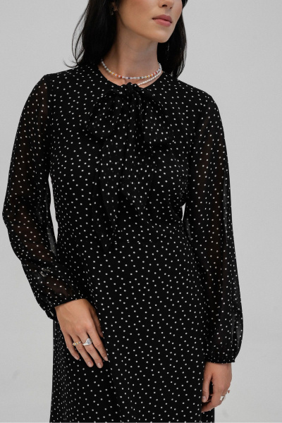 Платье из шифона с горошком и вырезом капелька JRSy 2489 - фото 2