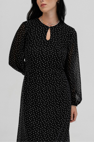 Платье из шифона с горошком и вырезом капелька JRSy 2489 - фото 1