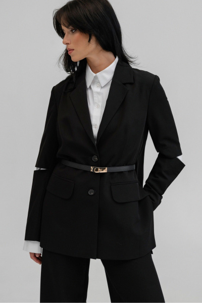 Демисезонный женский жакет с карманами и ремнем JRSy 2497 - фото 3