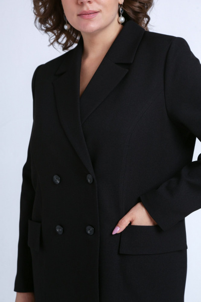 Деловой комплект брюки зауженные и жакет из текстиля Liona Style 858 черный - фото 5