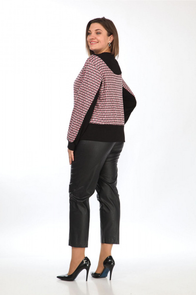 Джемпер женский прямой из трикотажного полотна Lady Style Classic 2548/1 черный_розовый - фото 3