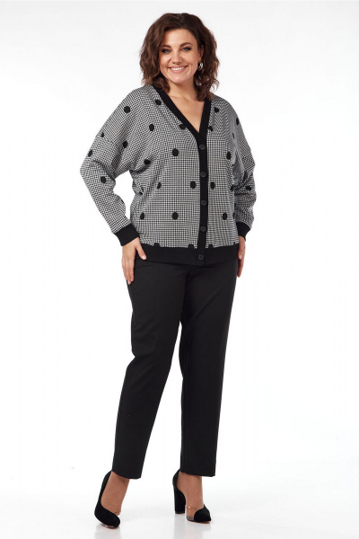 Жакет женский трикотажный из гусиной лапки на каждый день Lady Style Classic 2532 серый-черный - фото 4