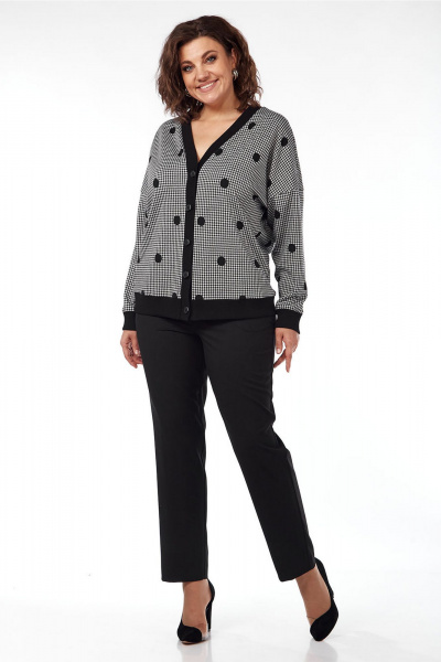 Жакет женский трикотажный из гусиной лапки на каждый день Lady Style Classic 2532 серый-черный - фото 3