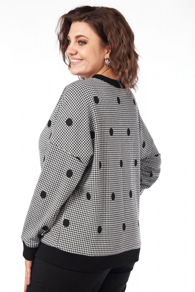 Жакет женский трикотажный из гусиной лапки на каждый день Lady Style Classic 2532 серый-черный - фото 2