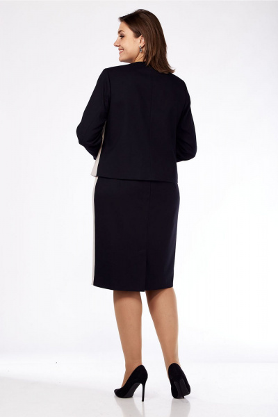 На каждый день костюм с жакетом и юбкой из текстиля Lady Style Classic 2737 черный_бежевый - фото 5