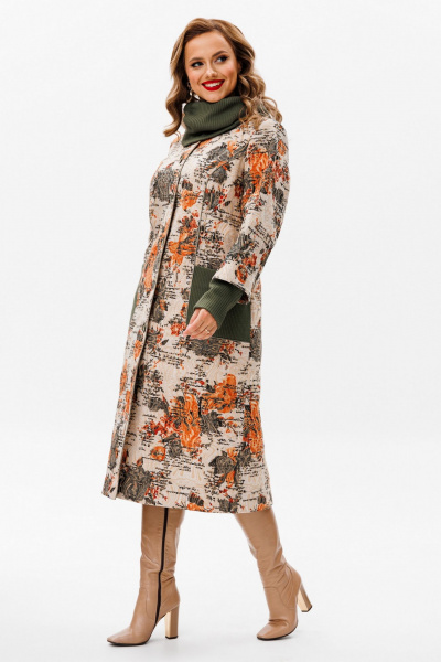 Демисезонное пальто полуприлегающего силуэта из костюмной ткани Urs 24-379-1 - фото 20