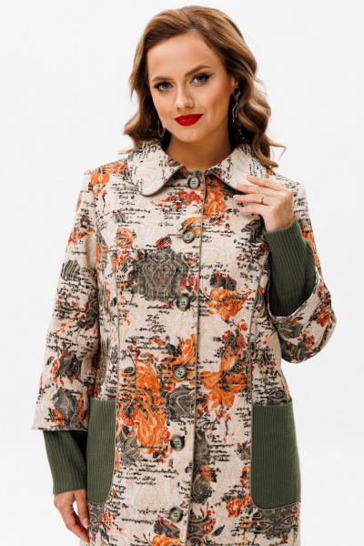 Демисезонное пальто полуприлегающего силуэта из костюмной ткани Urs 24-379-1 - фото 16