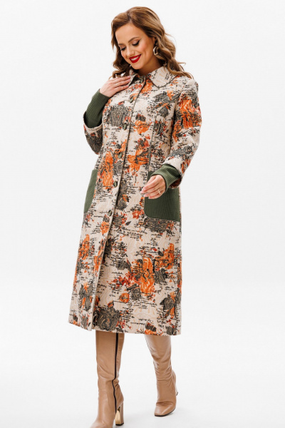 Демисезонное пальто полуприлегающего силуэта из костюмной ткани Urs 24-379-1 - фото 15