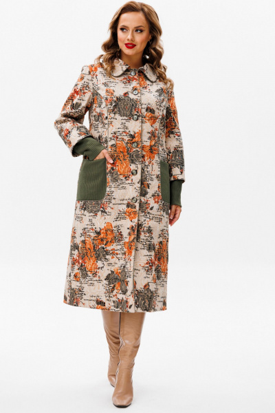 Демисезонное пальто полуприлегающего силуэта из костюмной ткани Urs 24-379-1 - фото 4