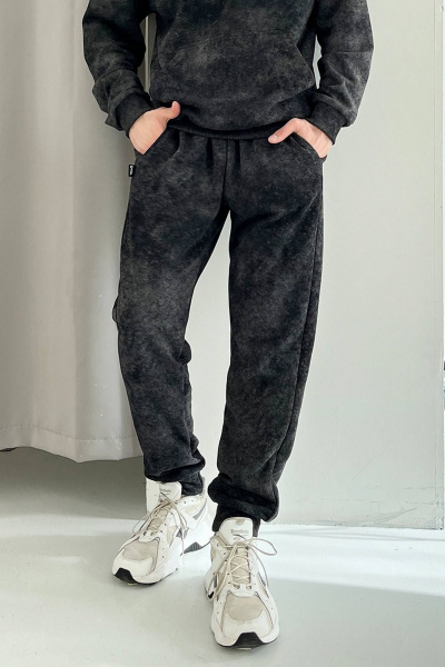 Брюки спортивные с эффектом потертости из трикотажа на резинке ТОЧНО 152-3П черный - фото 2