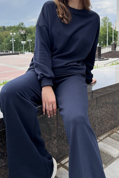 Подарочный комплект из брюк палаццо и свитшота оверсайз ТОЧНО 210-3_229-3 темно-синий - фото 2