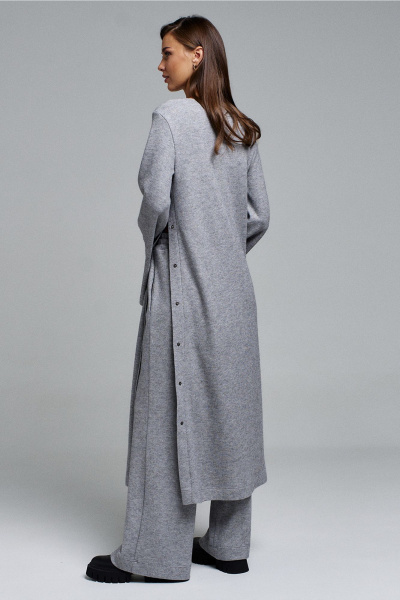 Платье-туника А-силуэта длинное с сердцем и кнопками Butеr 2908 серый - фото 14