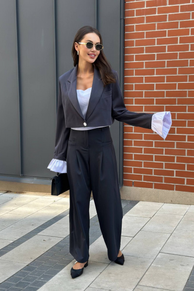 Широкие свободные брюки из костюмной ткани с карманами AURA otd 4151 - фото 7