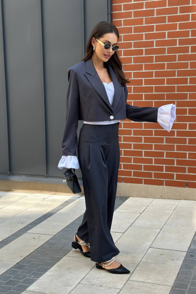 Широкие свободные брюки из костюмной ткани с карманами AURA otd 4151 - фото 1