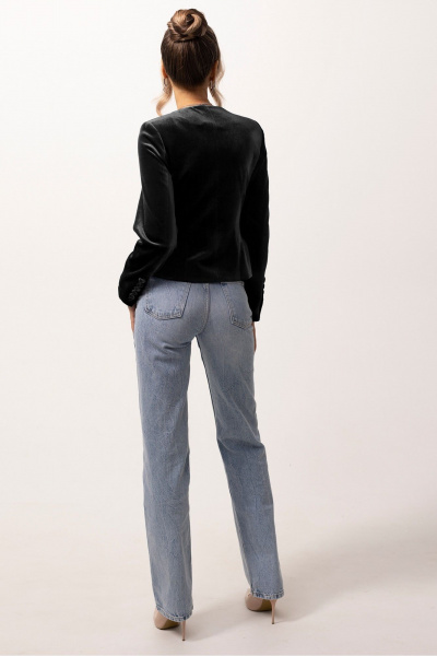 Жакет полуприлегающий демисезонный без воротника из текстиля Golden Valley 36256-1 черный - фото 2