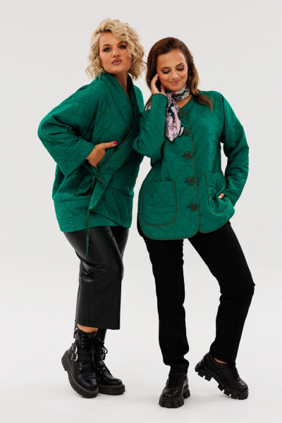 Куртка двухсторонняя демисезонная свободный силуэт из текстиля Anastasia 1147 бутылка - фото 18