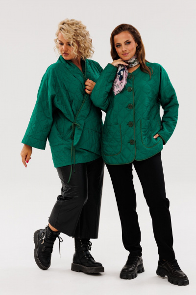 Куртка двухсторонняя демисезонная свободный силуэт из текстиля Anastasia 1147 бутылка - фото 17