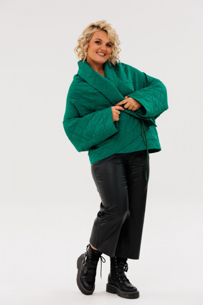 Куртка двухсторонняя демисезонная свободный силуэт из текстиля Anastasia 1147 бутылка - фото 11