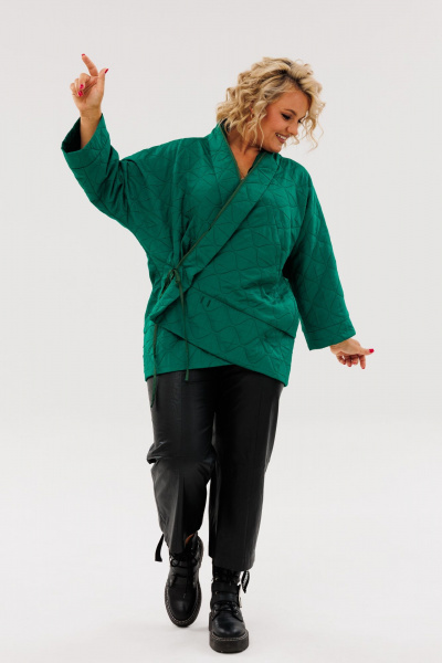 Куртка двухсторонняя демисезонная свободный силуэт из текстиля Anastasia 1147 бутылка - фото 6