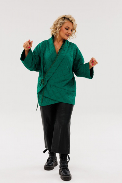 Куртка двухсторонняя демисезонная свободный силуэт из текстиля Anastasia 1147 бутылка - фото 4