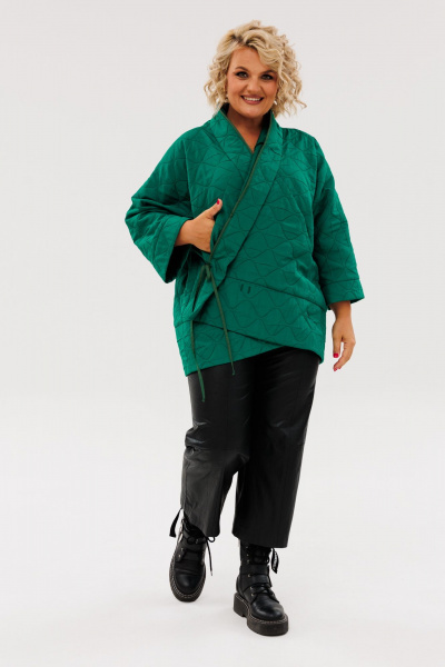 Куртка двухсторонняя демисезонная свободный силуэт из текстиля Anastasia 1147 бутылка - фото 2