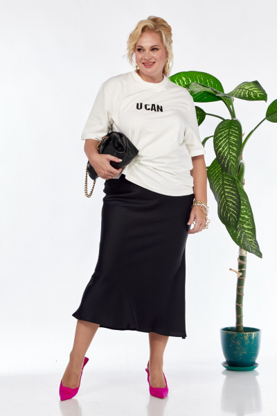 Юбка атласная с А-силуэтом длина миди Anastasia 1151 темно-синий - фото 4