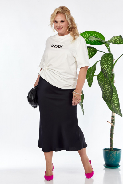 Юбка атласная с А-силуэтом длина миди Anastasia 1151 темно-синий - фото 2